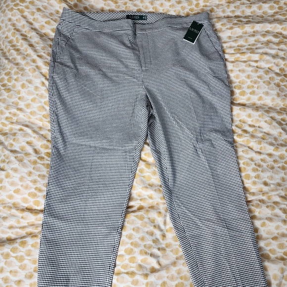 NWT Lauren Ralph Lauren Houndstooth Mid Rise Cropped Pants Black Womens Size 18W - Picture 10 of 14